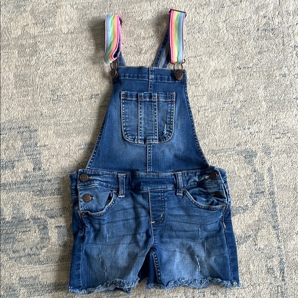Kids Denim Overalls with Rainbow Straps